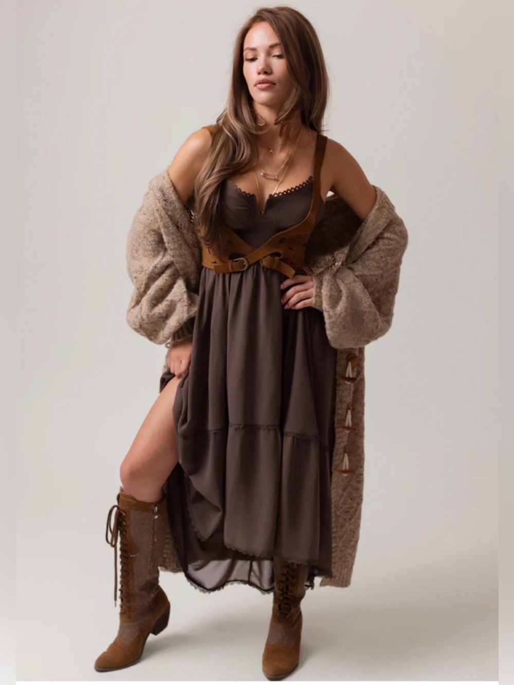 Nwt Joyfolie Vola Dress In Taupe size Xs